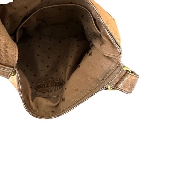 Fossil Vintage Classic Chocolate Brown Turnlock Leather Crossbody Purse - Picture 3 of 4